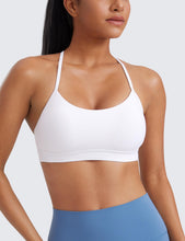 Load image into Gallery viewer, CRZ YOGA Butterluxe Womens Y Back Sports Bra - Padded Racerback Low Impact Spaghetti Thin Strap Workout Yoga Top White