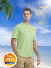 Load image into Gallery viewer, MAGCOMSEN Men's UPF 50+ Short Sleeve T-Shirt – Lightweight Quick Dry Running Shirt | Light Green