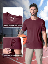 Load image into Gallery viewer, MAGCOMSEN Men's UPF 50+ Short Sleeve T-Shirt – Lightweight Moisture Wicking Active Shirt | Wine