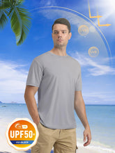 Load image into Gallery viewer, MAGCOMSEN Men's UPF 50+ Short Sleeve Dry-Fit T-Shirt – Lightweight Moisture Wicking Active Shirt | Light Grey