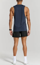 Load image into Gallery viewer, Project Titan Men's Drop Arm Tank Top – Cut Off Sleeveless Gym Shirt for Weightlifting & Bodybuilding in Oxford Blue