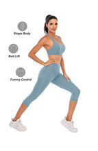 Load image into Gallery viewer, Steppe Naked Feeling High Waisted Yoga Pants Women's Workout Capris Leggings with Pockets Tummy Control Buttery Soft Running Compression Capris for Athletic Gym Exercise Fitness Blue Ashes