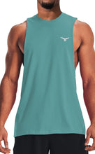Load image into Gallery viewer, Project Titan Men's Drop Arm Tank Top – Loose Fit Cut Off Sleeveless Gym Shirt for Weightlifting & Training in Teal Green