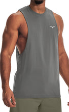 Load image into Gallery viewer, Project Titan Men's Drop Arm Tank Top – Loose Fit Cut Off Sleeveless Gym Shirt for Weightlifting & Training in Steel Grey