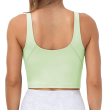 Load image into Gallery viewer, Women’s Longline Sports Bra Wirefree Padded Medium Support Yoga Bras Gym Running Workout Tank Tops(Pale Green)