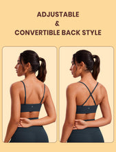Load image into Gallery viewer, CRZ YOGA Butterluxe V-Neck Sports Bras for Women - Adjustable Thin Straps Padded Yoga Top Basic Wireless Camisole True Navy
