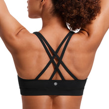 Load image into Gallery viewer, CRZ YOGA Women's Strappy Sports Bras Fitness Workout Padded Yoga Criss Cross Back Cami Black