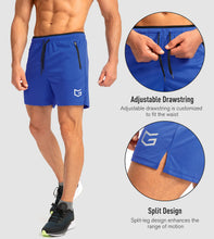 Load image into Gallery viewer, G Gradual Men's 5" Running Shorts with Zip Pockets – Quick-Dry Gym & Athletic Workout Shorts in Blue