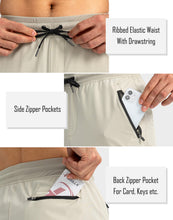 Load image into Gallery viewer, Pudolla Men's Lightweight Tapered Jogger Pants with Zip Pockets – Quick-Dry Athletic Running Joggers in Khaki