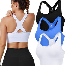 Load image into Gallery viewer, Evercute Adjustable Sports Bras for Women Racerback High Support Bras Set Padded Workout Bras Seamless Yoga Athletic Bras