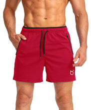 Load image into Gallery viewer, G Gradual Men's 5" Running Shorts with Zip Pockets – Quick-Dry Gym & Athletic Workout Shorts in Red