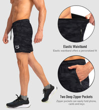 Load image into Gallery viewer, G Gradual Men's 5" Running Shorts with Zip Pockets – Quick-Dry Gym & Athletic Workout Shorts in Grey Camo