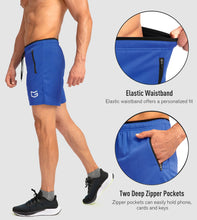 Load image into Gallery viewer, G Gradual Men's 5" Running Shorts with Zip Pockets – Quick-Dry Gym & Athletic Workout Shorts in Blue