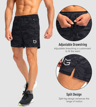 Load image into Gallery viewer, G Gradual Men's 5" Running Shorts with Zip Pockets – Quick-Dry Gym & Athletic Workout Shorts in Grey Camo