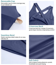 Load image into Gallery viewer, JOYSPELS Sports Bras for Women Extra Comfort Criss-Cross Back Padded Workout Tops for Women Medium Support Navy Blue