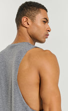 Load image into Gallery viewer, Project Titan Men's Drop Arm Tank Top – Cut Off Sleeveless Gym Shirt for Weightlifting & Bodybuilding in Dark Heather Grey