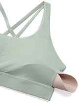 Load image into Gallery viewer, CRZ YOGA Women's Strappy Sports Bras Fitness Workout Padded Yoga Top Criss Cross Back Cami Green Palm Court
