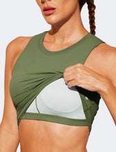 Load image into Gallery viewer, Natural Feelings Nudi Sports Bras for Women Removable Padded Yoga Tank Tops Sleeveless Fitness Workout Crop Tops Grey Olive