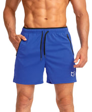 Load image into Gallery viewer, G Gradual Men's 5" Running Shorts with Zip Pockets – Quick-Dry Gym & Athletic Workout Shorts in Blue