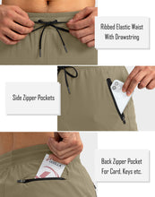 Load image into Gallery viewer, Pudolla Men's Lightweight Tapered Jogger Pants with Zip Pockets – Quick-Dry Athletic Running Joggers in Dusty Khaki
