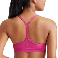 Load image into Gallery viewer, CRZ YOGA Butterluxe Womens Y Back Sports Bra - Padded Racerback Low Impact Spaghetti Thin Strap Workout Yoga Top Hibiscus Purple
