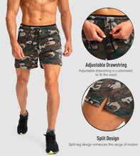 Load image into Gallery viewer, G Gradual Men's 5" Running Shorts with Zip Pockets – Quick-Dry Gym & Athletic Workout Shorts in Green Camo
