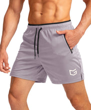 Load image into Gallery viewer, G Gradual Men's 5" Running Shorts with Zip Pockets – Quick-Dry Gym & Athletic Workout Shorts in Light Grey