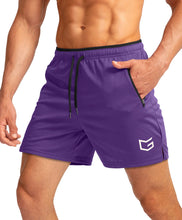 Load image into Gallery viewer, G Gradual Men's 5" Running Shorts with Zip Pockets – Quick-Dry Gym & Athletic Workout Shorts in Purple