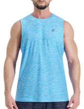 Load image into Gallery viewer, EZRUN Men's Quick Dry Muscle Tank Top – Sleeveless Gym & Athletic Workout Shirt | Light Blue