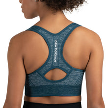 Load image into Gallery viewer, New Balance Women's Seamless MID Impact Heather Keyhole Sport Bra with Removable Pads, Tornado