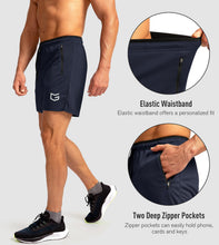 Load image into Gallery viewer, G Gradual Men's 5" Running Shorts with Zip Pockets – Quick-Dry Gym & Athletic Workout Shorts in Navy