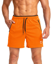 Load image into Gallery viewer, G Gradual Men's 5" Running Shorts with Zip Pockets – Quick-Dry Gym & Athletic Workout Shorts in Orange