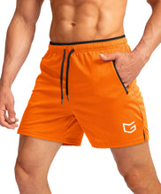 Load image into Gallery viewer, G Gradual Men's 5" Running Shorts with Zip Pockets – Quick-Dry Gym & Athletic Workout Shorts in Orange