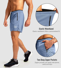 Load image into Gallery viewer, G Gradual Men's 5" Running Shorts with Zip Pockets – Quick-Dry Gym & Athletic Workout Shorts in Light Blue