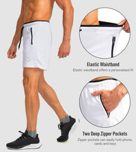 Load image into Gallery viewer, G Gradual Men's 5" Running Shorts with Zip Pockets – Quick-Dry Gym & Athletic Workout Shorts in White