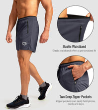 Load image into Gallery viewer, G Gradual Men's 5" Running Shorts with Zip Pockets – Quick-Dry Gym & Athletic Workout Shorts in Dark Grey