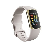 Load image into Gallery viewer, Fitbit Charge 5 Advanced Fitness & Health Tracker with Built-in GPS, Stress Management Tools, Sleep Tracking, 24/7 Heart Rate and More, Lunar White/Soft Gold, One Size (S &L Bands Included)