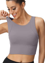 Load image into Gallery viewer, High Neck Sports Bra for Women Longline Full Coverage Sports Bras Medium Impact Padded Workout Crop Tops for Yoga Gym