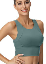 Load image into Gallery viewer, High Neck Sports Bra for Women Longline Full Coverage Sports Bras Medium Impact Padded Workout Crop Tops for Yoga Gym