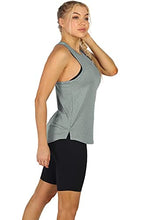 Load image into Gallery viewer, icyzone Women's Racerback Workout Tank Tops - Athletic Yoga Tops, Running Exercise Gym Shirts (Pack of 3) (Medium, Black/Gray/White)