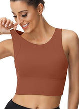 Load image into Gallery viewer, High Neck Sports Bra for Women Longline Full Coverage Sports Bras Medium Impact Padded Workout Crop Tops for Yoga Gym