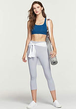 Load image into Gallery viewer, TSLA High Waist Yoga Pants with Pockets, Tummy Control Yoga Leggings, Non See-Through Workout Running Tights, Capris Pocket Peachy Light Grey
