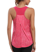 Load image into Gallery viewer, Aeuui Workout Tops for Women Mesh Racerback Tank Yoga Shirts Gym Clothes Rose Red