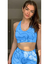 Load image into Gallery viewer, GXIN Women's Workout 2 Piece Outfits High Waist Running Shorts Seamless Gym Yoga Sports Bra Blue