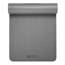Load image into Gallery viewer, Gaiam Essentials Thick Yoga Mat Fitness & Exercise Mat with Easy-Cinch Carrier Strap, Grey, 72"L X 24"W X 2/5 Inch Thick