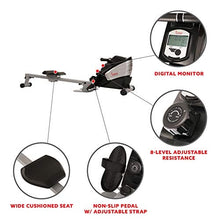 Load image into Gallery viewer, Sunny Health & Fitness Dual Function Magnetic Rowing Machine w/ Digital Monitor, Multi-Exercise Step Plates, 275 LB Max Weight and Foldable - SF-RW5622