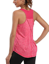 Load image into Gallery viewer, Aeuui Workout Tops for Women Mesh Racerback Tank Yoga Shirts Gym Clothes Rose Red