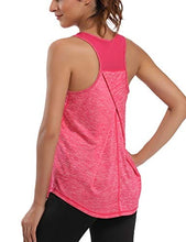 Load image into Gallery viewer, Aeuui Workout Tops for Women Mesh Racerback Tank Yoga Shirts Gym Clothes Rose Red