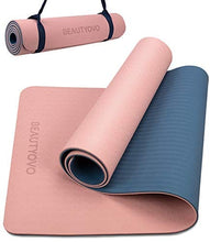 Load image into Gallery viewer, Yoga Mat with Strap, 1/3 Inch Extra Thick Yoga Mat Double-sided Non Slip, Professional TPE Yoga Mats for Women Men, Workout Mat for Yoga, Pilates and Floor Exercises