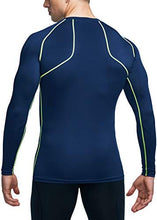 Load image into Gallery viewer, ATHLIO Men's UPF 50+ Long Sleeve Compression Shirts, Water Sports Rash Guard Base Layer, Athletic Workout Shirt, 3pack Camo Black/Navy/Neon